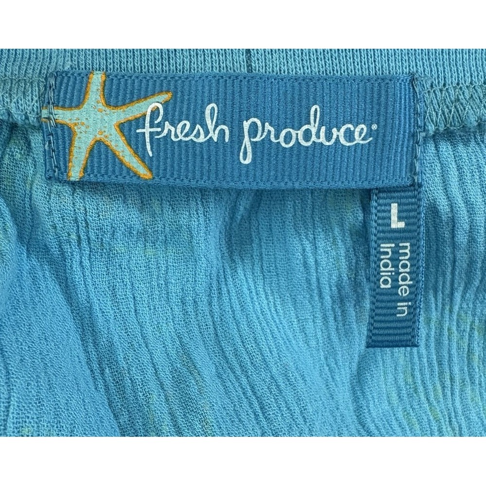 Fresh Produce Women's Tiered Cotton Floral Blue Skirt Aqua Sz Lg Lightweight - Picture 5 of 7